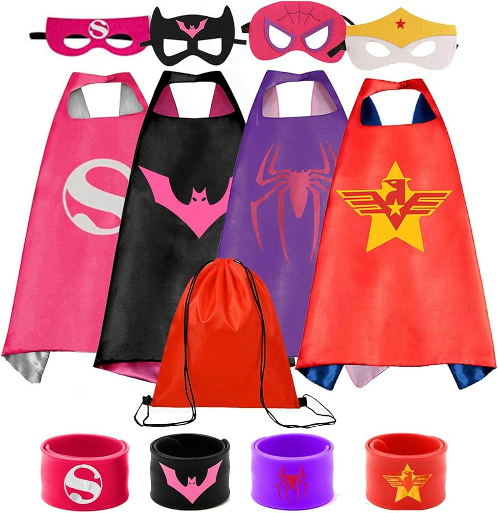 Superhero Capes Set and Wristbands Costumes Halloween Cosplay Dress Up | Amazon (US)