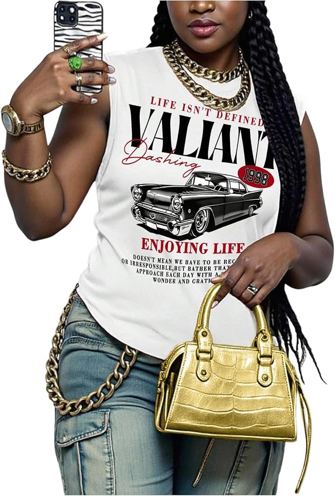 RoseSeek Women's Vintage Graphic Car Print Summer Tank Top | Amazon (US)