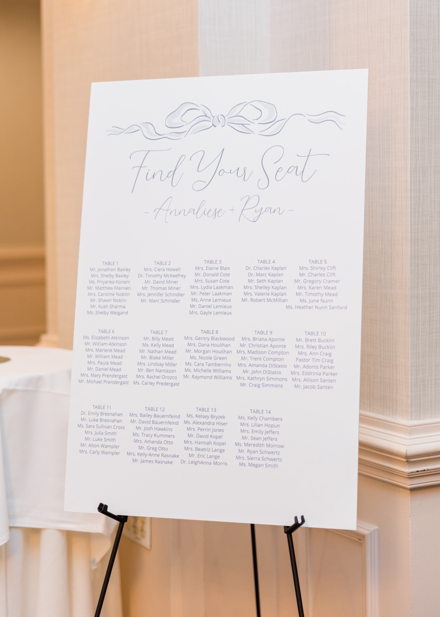 Wedding Seating Chart || Affordable Wedding Seating Chart || Blue and White Wedding || Blue Bows || 

#LTKWedding