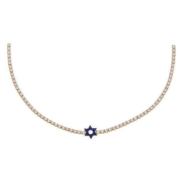 Sapphire Blue Star Of David Tennis Choker | Adina Eden