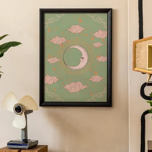 Vintage Poster, Moon Poster, 70s Decor, Retro Home Decor, Celestial Wall Art, Witchy Art Print, M... | Etsy (US)