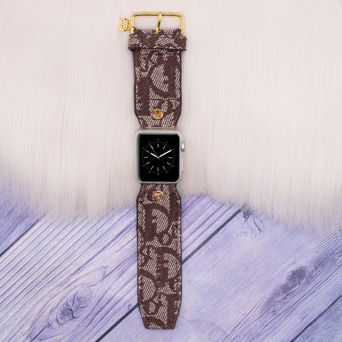 Upcycled Chocolate Jacquard Dior with Distressed Brown Watchband | Sparkl