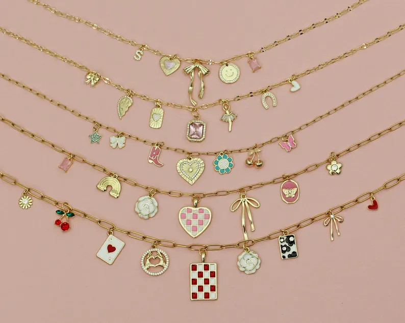 Custom Charm Necklace - 18K Gold Plated Personalized Christmas Birthday Gift Girl Teen Tween Sist... | Etsy (US)