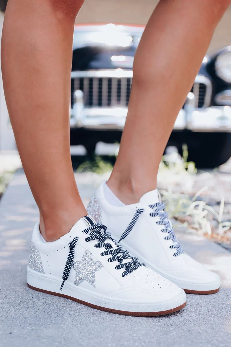 Paz Sparkle Sneaker by ShuShop - White | Whiskey Darling Boutique