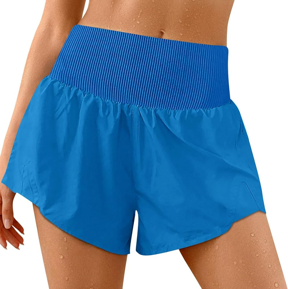 Imily Bela Womens Running Shorts Workout Elastic High Waisted Loose Fit 2 in 1 Active Gym Biker S... | Amazon (US)