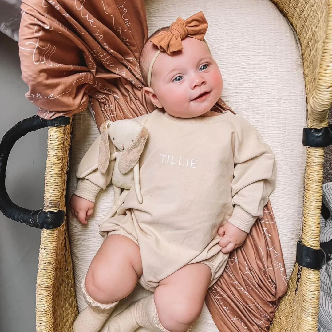 Personalized Sweatshirt Bubble Romper | Solid* | Caden Lane