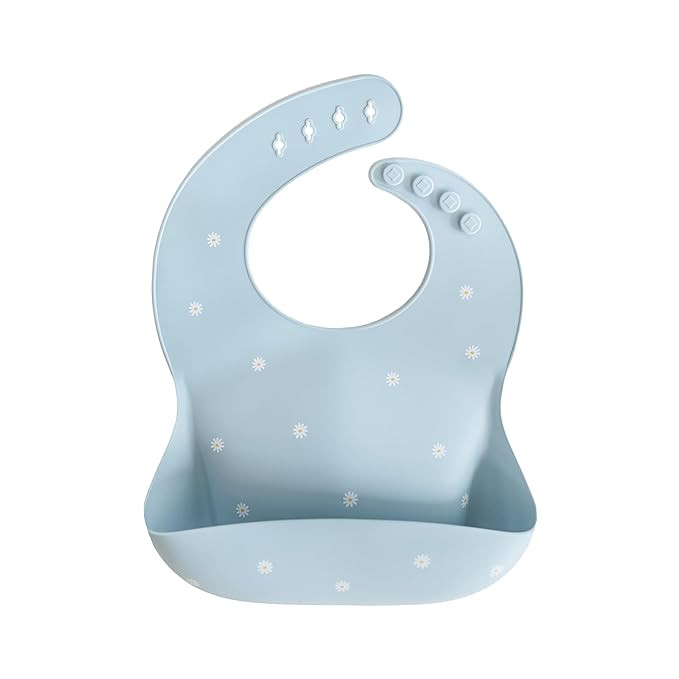 mushie Silicone Baby Bib | Adjustable Fit Waterproof Bibs (White Daisy) | Amazon (US)