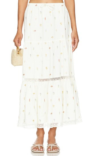 Midi Pull On Skirt in Antique White Multi | Revolve Clothing (Global)