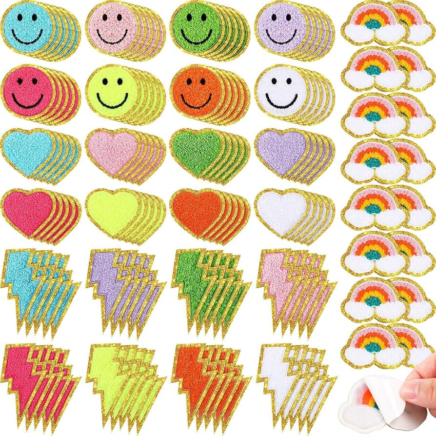 Hanaive 136 Pcs Chenille Iron on Patches for Clothing Letter Self Adhesive Chenille Patches Cute ... | Amazon (US)