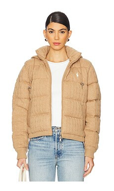 Polo Ralph Lauren Wool Insulated Coat in Camel Melange from Revolve.com | Revolve Clothing (Global)