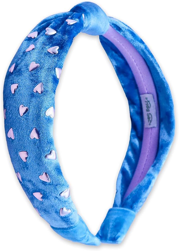 FROG SAC Blue Knot Headband for Girls, Heart Studded Knotted Headbands for Kids, Cute Hard Head B... | Amazon (US)