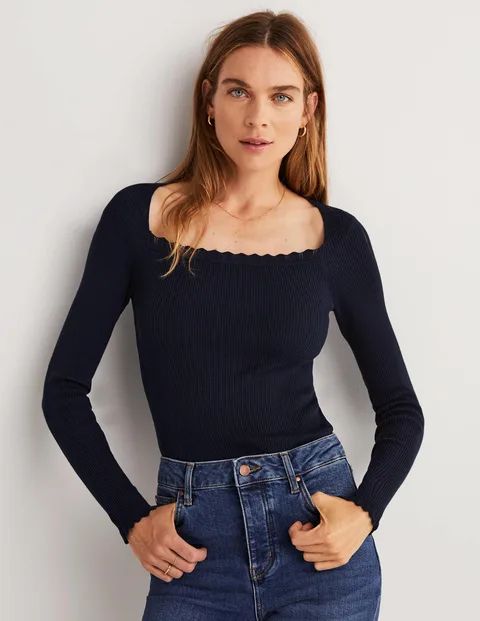 Ribbed Square Neck Knitted Top | Boden (US)