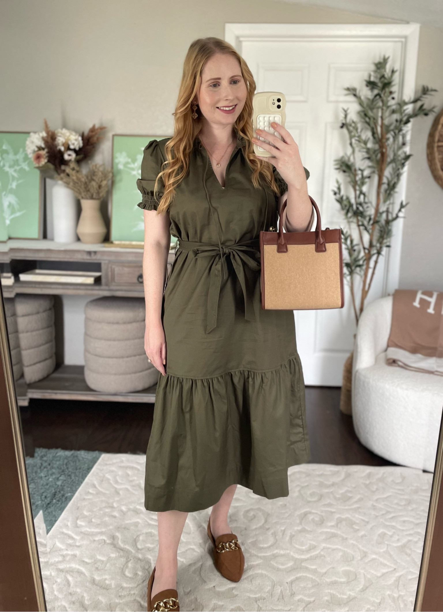 Walmart Fall Dress 🍁 $36 and size medium - fits true to size, love this olive green tone! Belted midi dress on Walmart it’s free assembly and 100% cotton material! 

#LTKshoecrush #LTKFind #LTKunder50