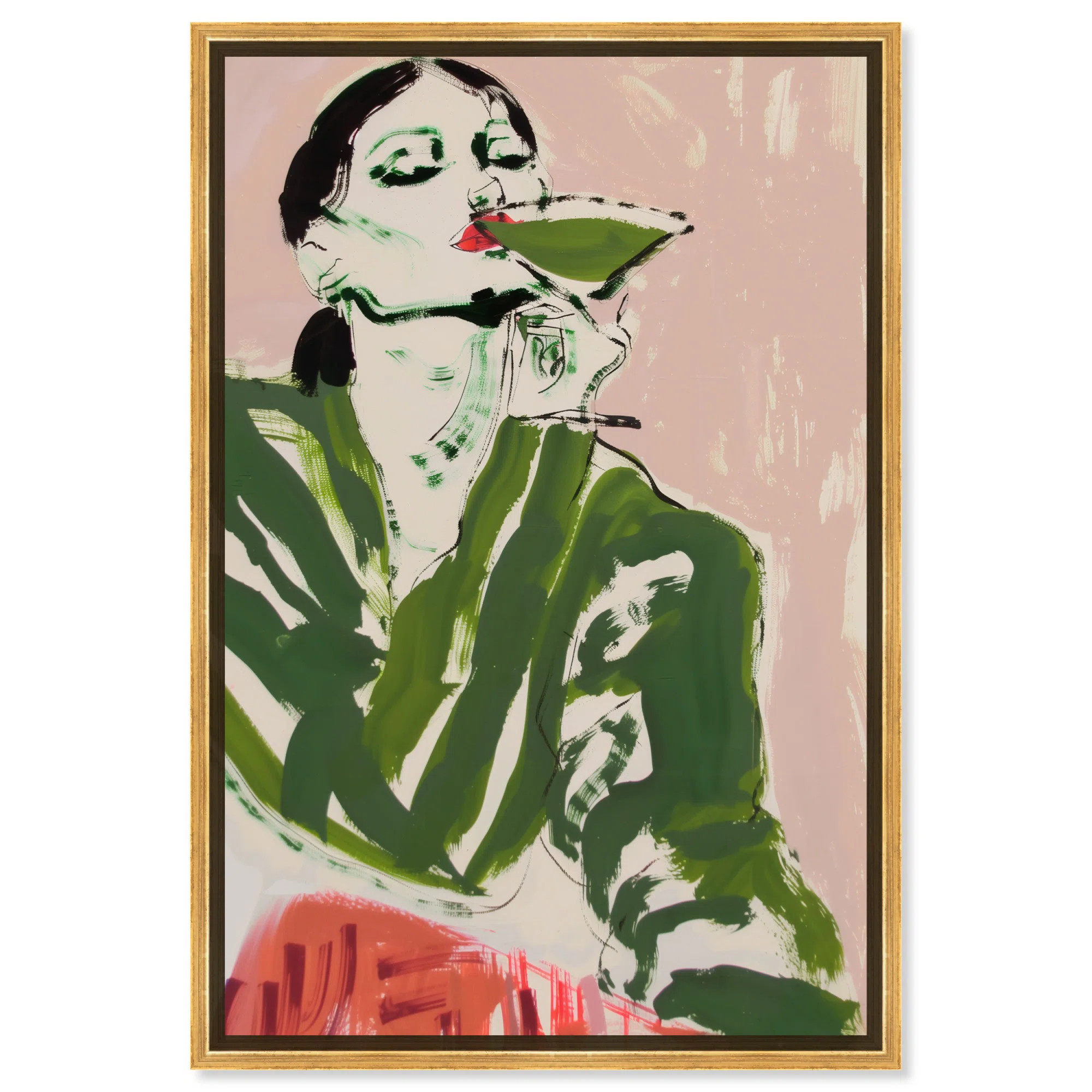 Green Martini Girl Canvas Boho Colorful Wall Art by Art Remedy | Wayfair North America
