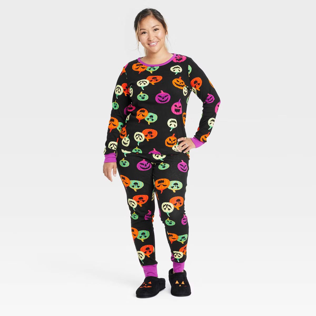 Women's Pumpkin Print Glow-in-the-Dark Halloween Matching Family Pajama Set - Hyde & EEK! Boutiqu... | Target