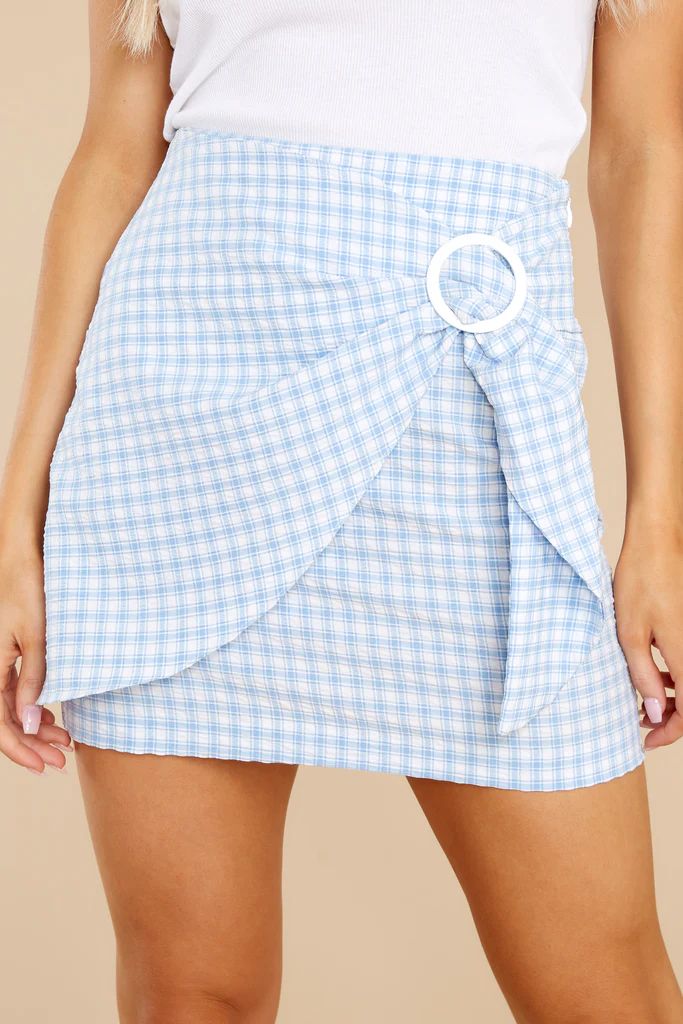 The Sunny Side Light Blue Gingham Skirt | Red Dress 