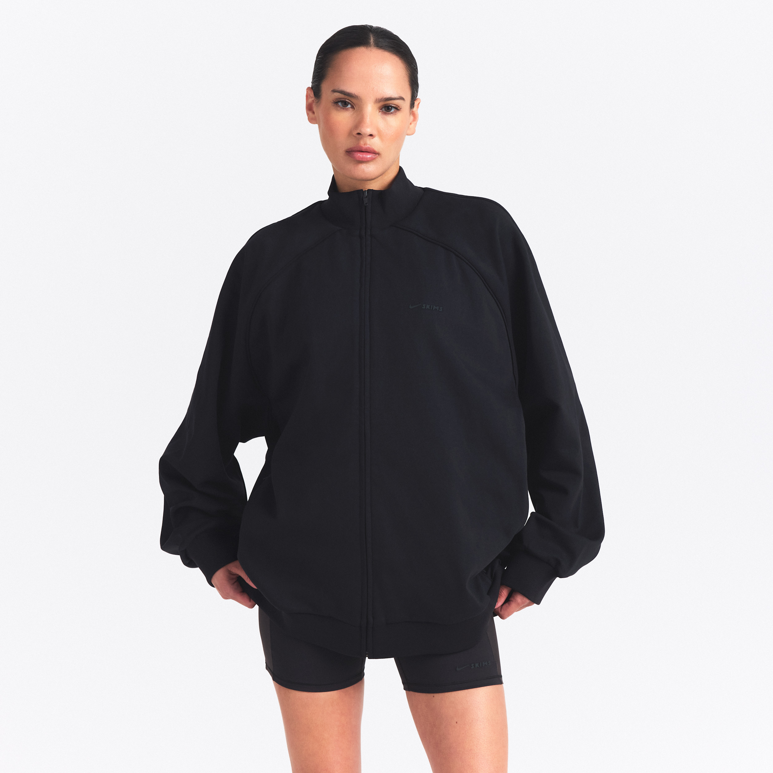 Nike Women's SKIMS Matte Tricot Oversized Full-Zip Track Jacket in Black | TPZUP4885-OBD | Nike (US)