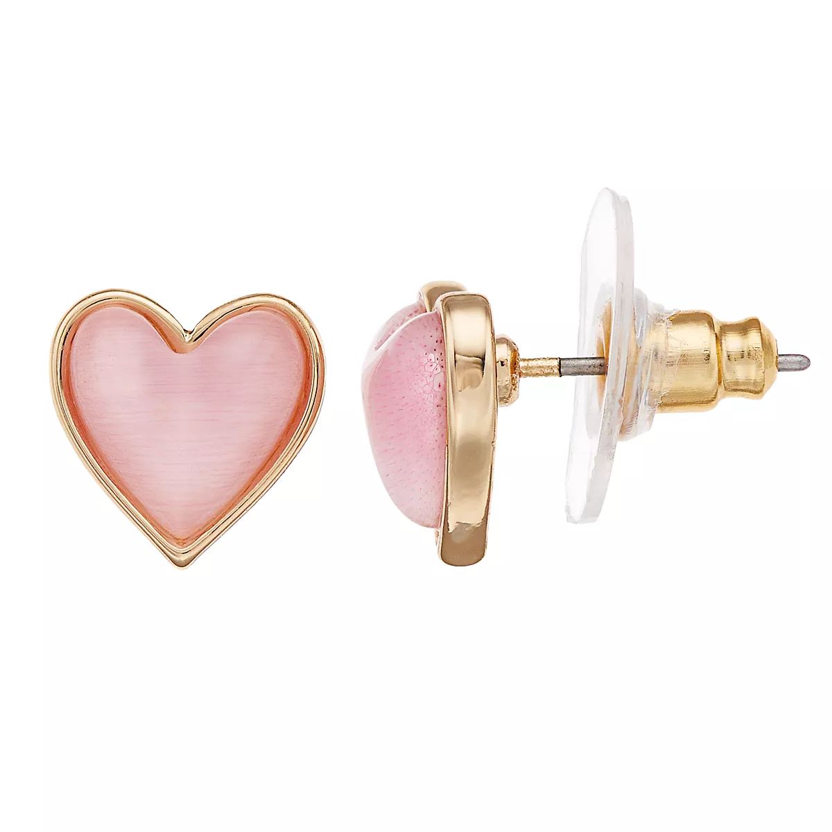 LC Lauren Conrad Pink Heart Stud Nickel Free Button Earrings | Kohl's