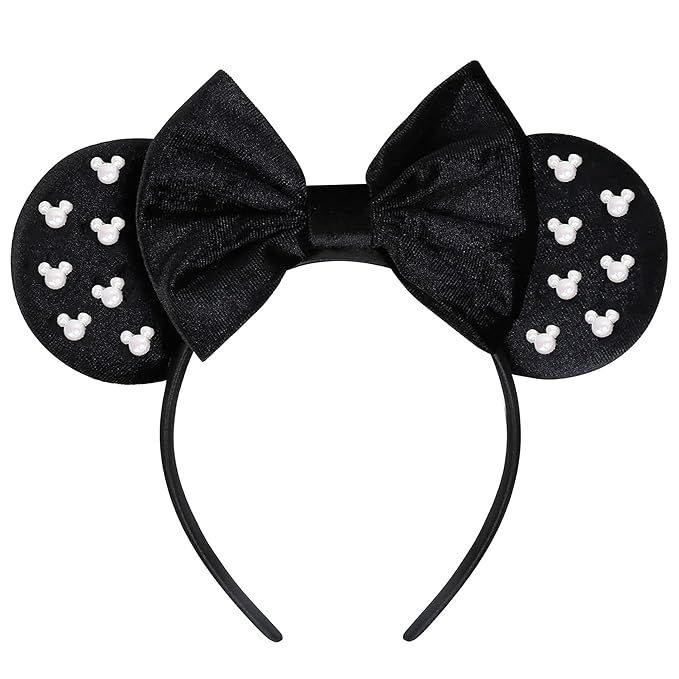 Ayesha Mouse Ears Headbands,Pearl Mouse Ears Bow Headbands for Minnie Birthday Parties Themed Par... | Amazon (US)