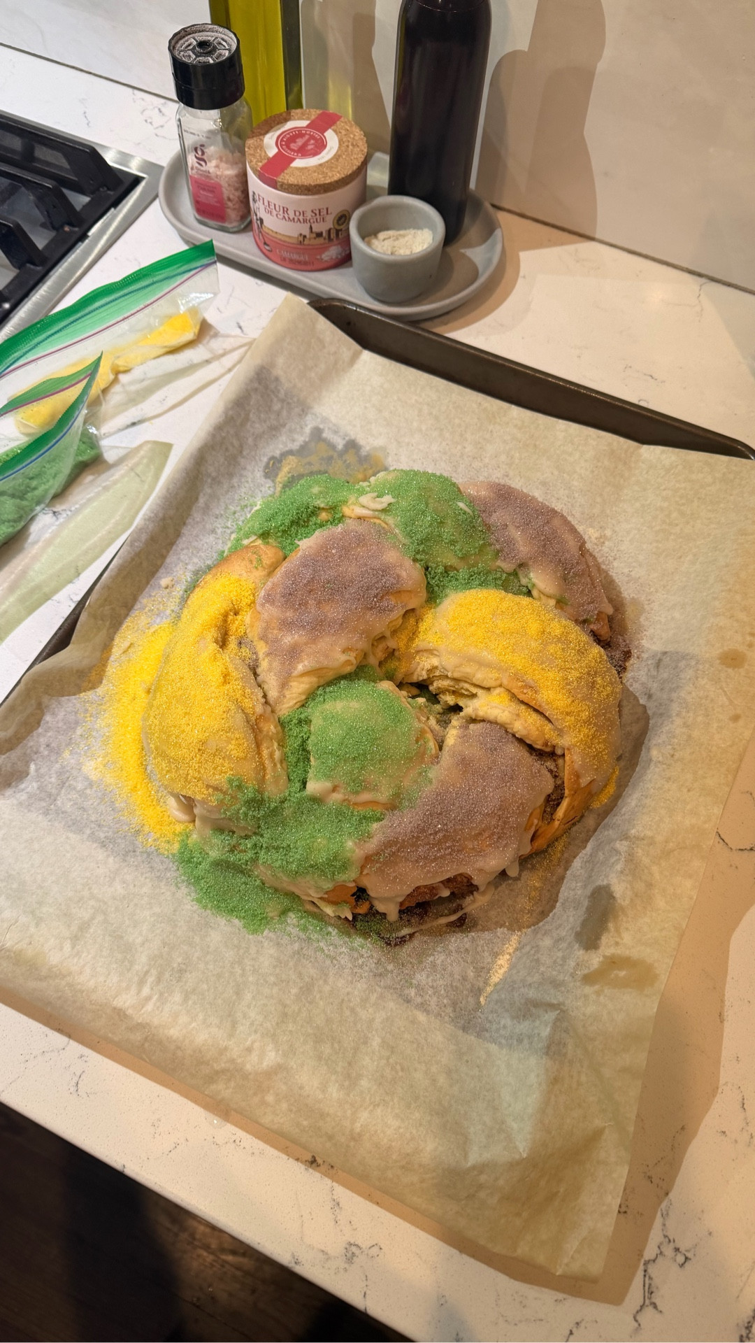 my first ever King Cake! I’m proud of her 🥹💌🎭🤏🧁🎂
Did I have to express order a rolling pin from Amazon? Yes. Absolutely. 

#LTKHome #LTKfoodie
