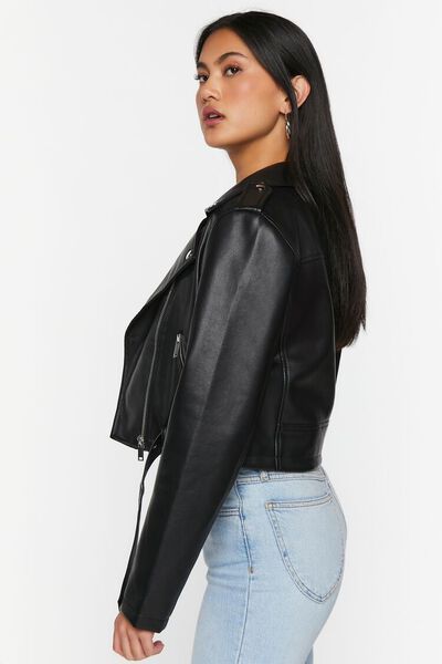 Faux Leather Cropped Moto Jacket | Forever 21 (US)