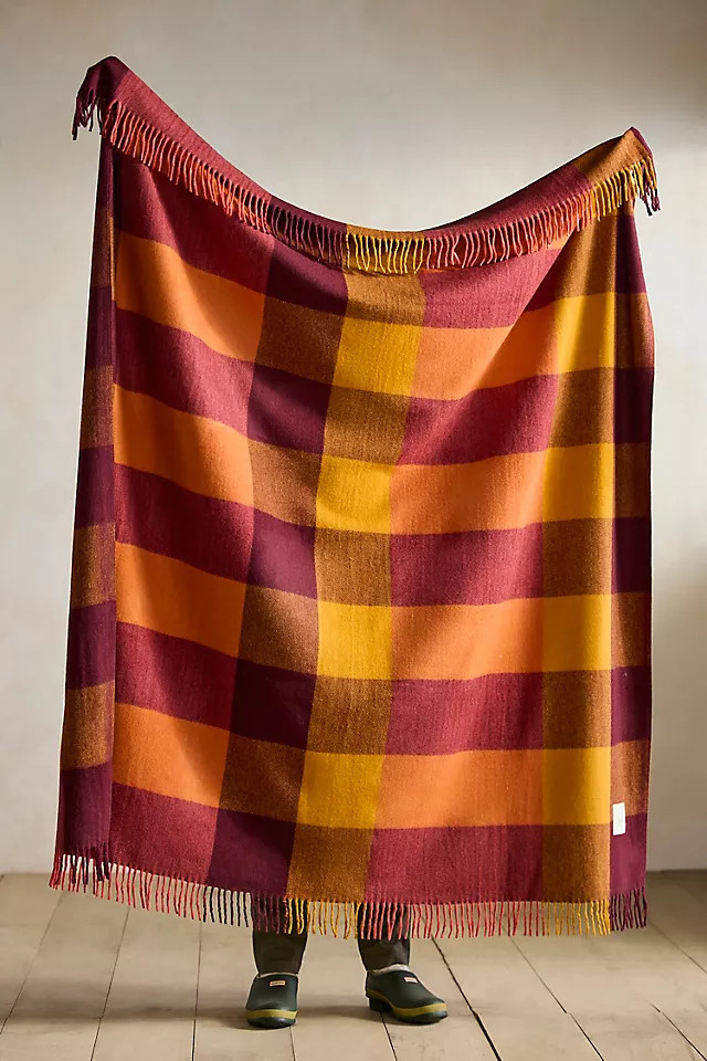 Ochre Check Throw Blanket | Anthropologie (US)