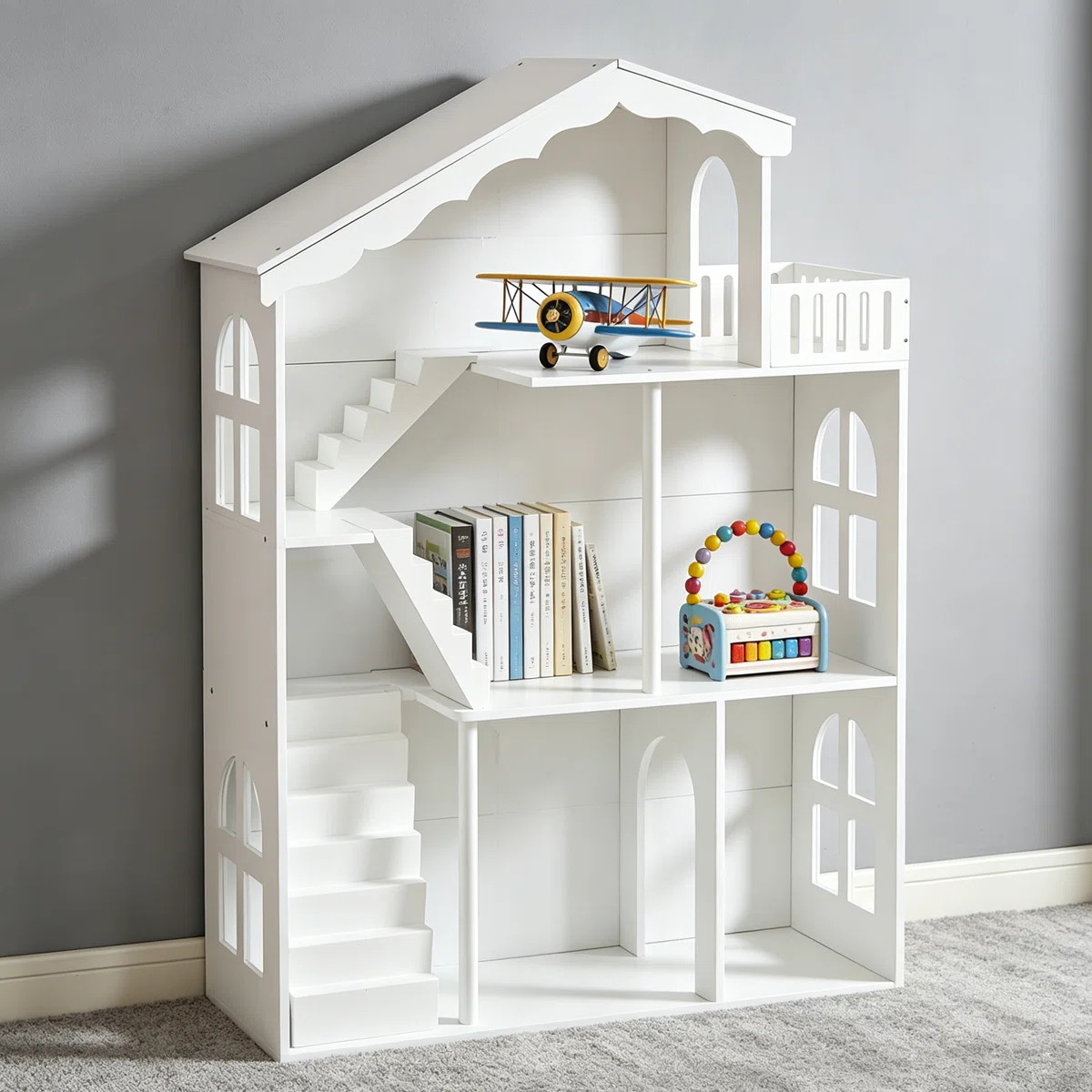 Kids Standard Bookcase, Toy Storage Organizer, Dollhouse Kids Book Toy Display Freestanding Books... | Wayfair North America