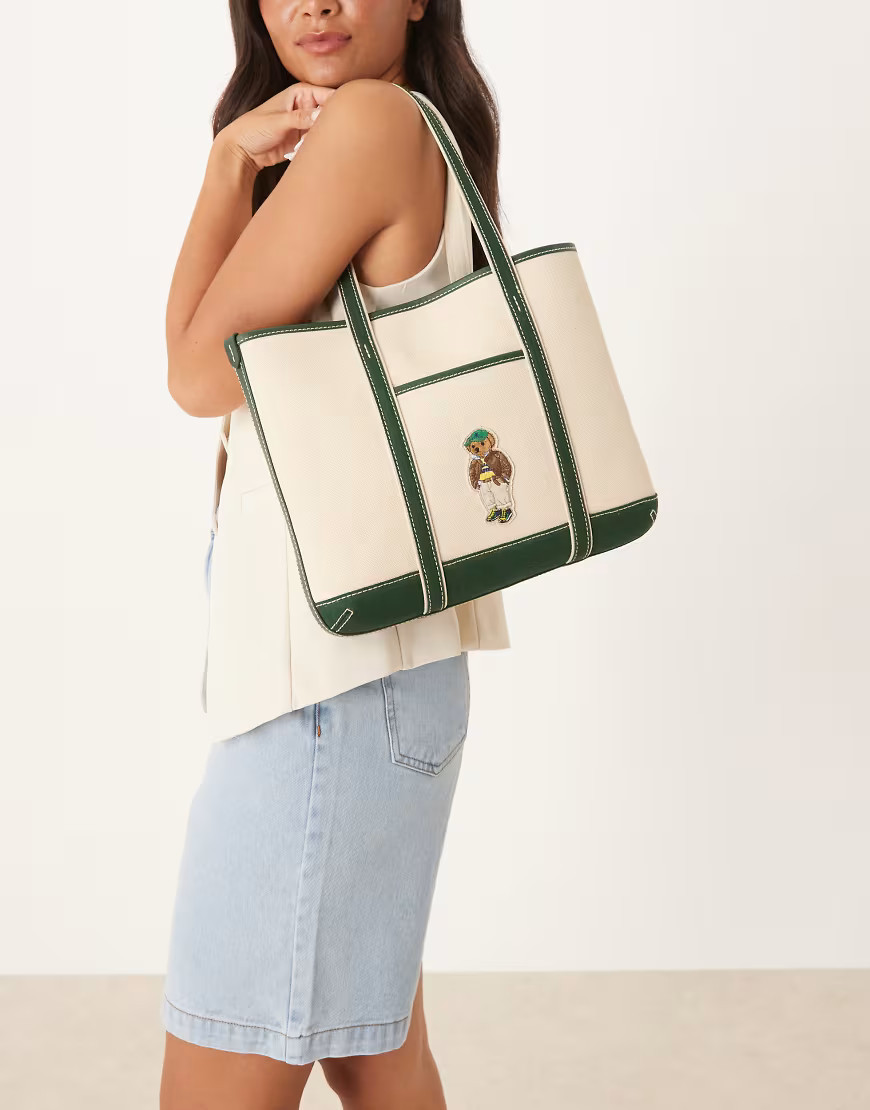 Polo Ralph Lauren tote bag in ecru & green | ASOS (Global)