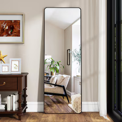 BEAUTYPEAK 34-in W x 76-in H Black Framed Full Length Floor Mirror | Lowe's