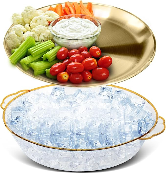 1 Set 11.8" Chilled Serving Tray for Parties with Compartments Ice Chilled Party Platter Charcute... | Amazon (US)