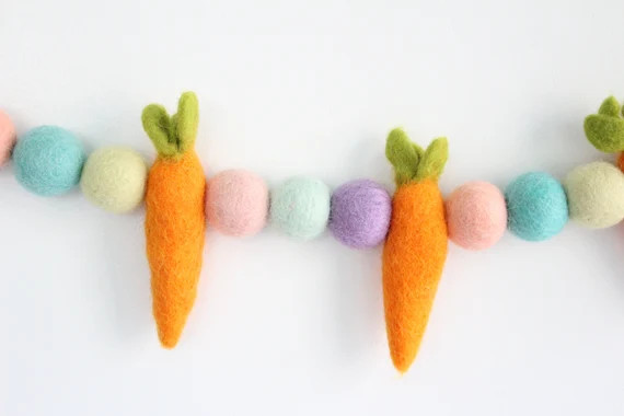 Carrot & Felt Ball Garland Blush Pastel Mint Lilac Pale | Etsy | Etsy (US)