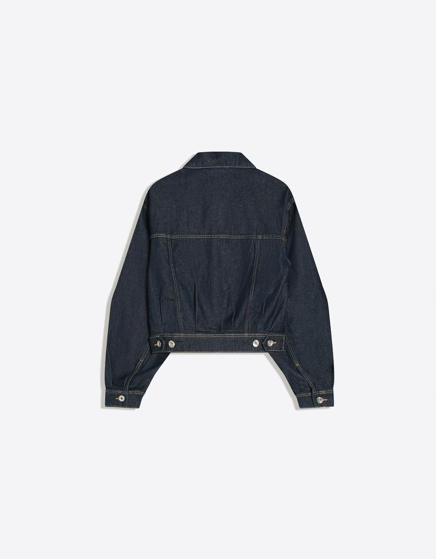 Balloon cropped denim jacket - Trousers - Women | Bershka UK