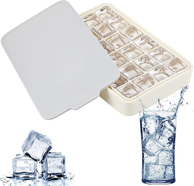 Amazon.com: FAVIA Silicone Ice Cube Tray with Lid Flexible Easy Release 24-Ice Cube BPA Free Dish... | Amazon (US)