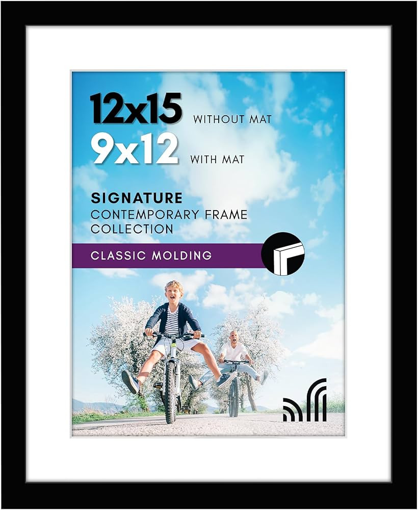 Americanflat 12x15 Picture Frame with Shatter-Resistant Glass - Use as 9x12 Frame with Mat or Dis... | Amazon (US)
