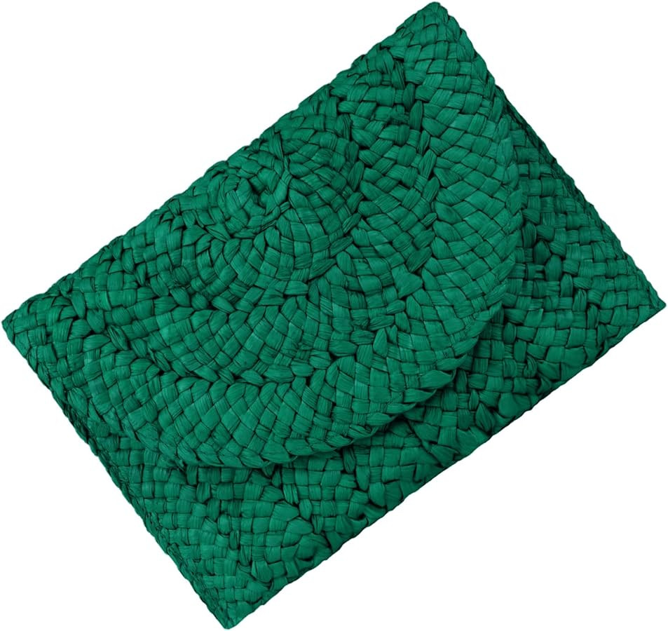 Straw Clutch Bag for Women Envelope Woven Clutch Handbag Summer Beach Purse | Amazon (US)