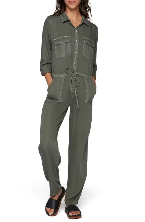 Wash Lab Denim Station Long Sleeve Jumpsuit in Pine Green at Nordstrom, Size X-Small | Nordstrom