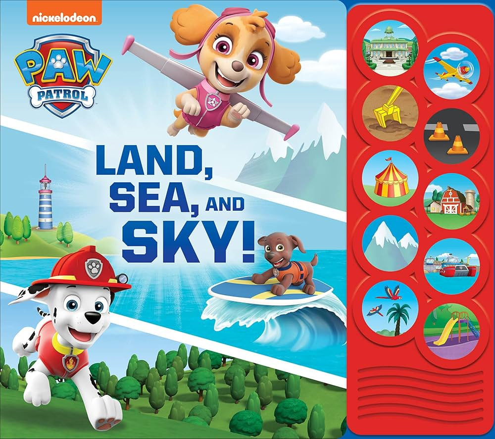 PAW Patrol - Land, Sea, and Sky! - 10-Button Interactive Sound Book - PI Kids | Amazon (US)