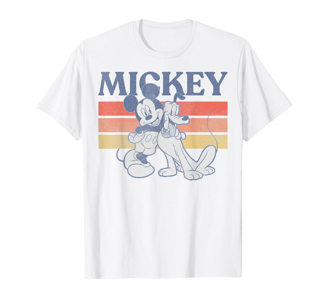 Disney Mickey And Friends Mickey And Pluto Retro Line T-Shirt | Amazon (US)