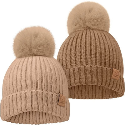 KeaBabies 2pk Baby Hats, Baby Beanies, Kids Hats for Baby Girls, Baby Boys, Toddler Winter Hat, 0-36 Months Infant Hat (Dune) | Target