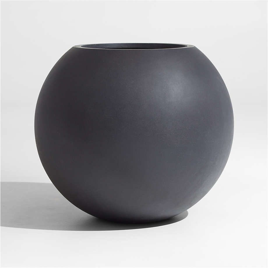 Sphere Large Dark Grey Indoor/Outdoor Planter | Crate & Barrel