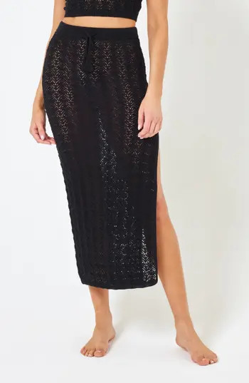 LSPACE Sweet Talk Open Stitch Cover-Up Midi Skirt in Black at Nordstrom Rack, Size Small | Nordstrom Rack