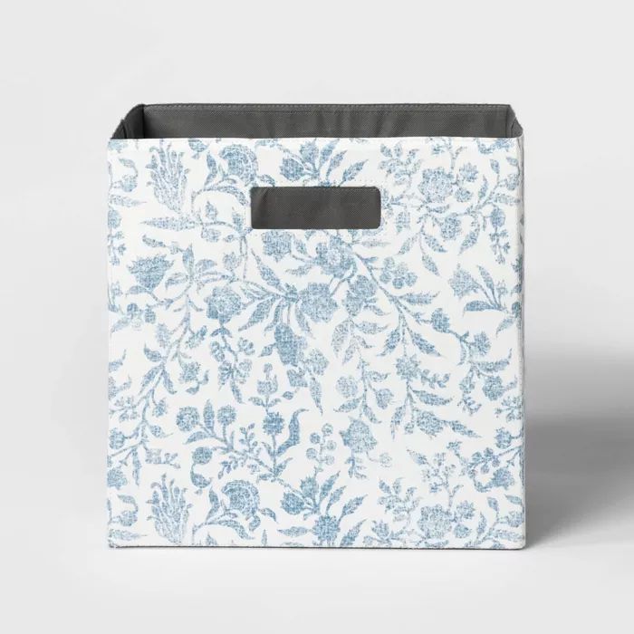 13" Fabric Cube Storage Bin Soft Blue Floral Pattern - Threshold™ | Target