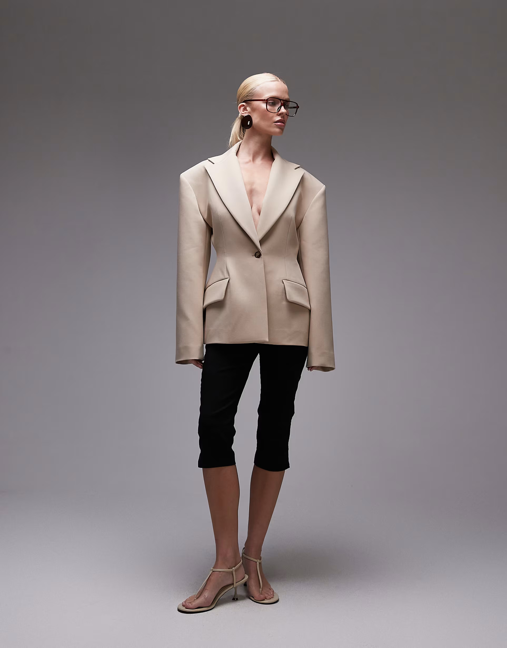 ASOS DESIGN sculpted cinch waist blazer in camel | ASOS (Global)