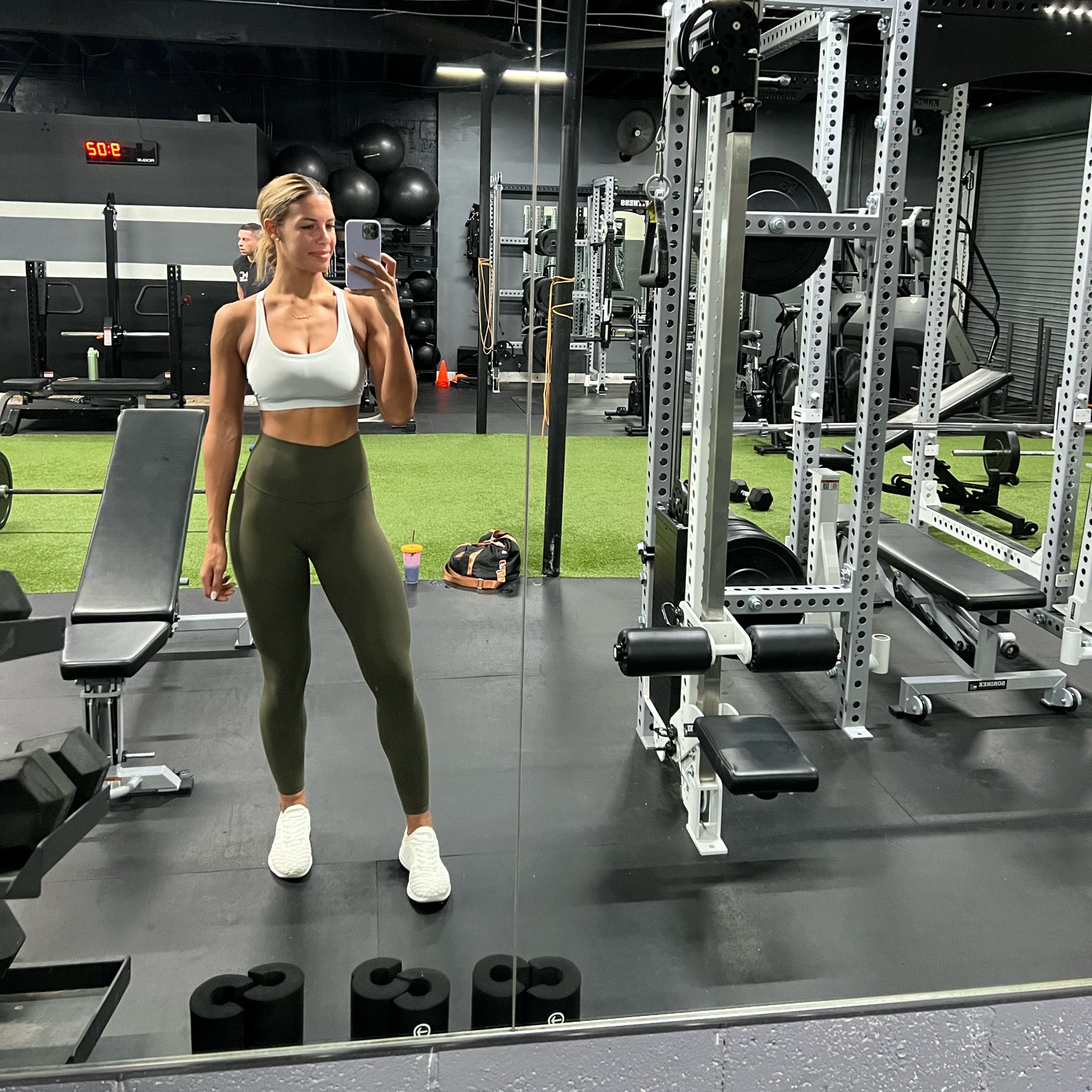 workout, fitness, lululemon, apl, sneakers, white sneakers, sports bra, green leggings, high waist leggings, high waist 

#LTKFind #LTKshoecrush