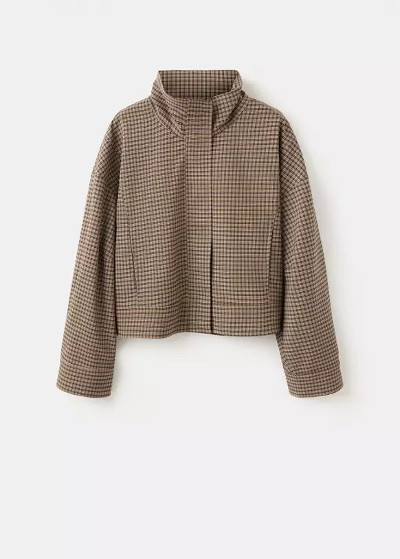 Checked jacket with funnel neck | Mango (US/MX/AU)