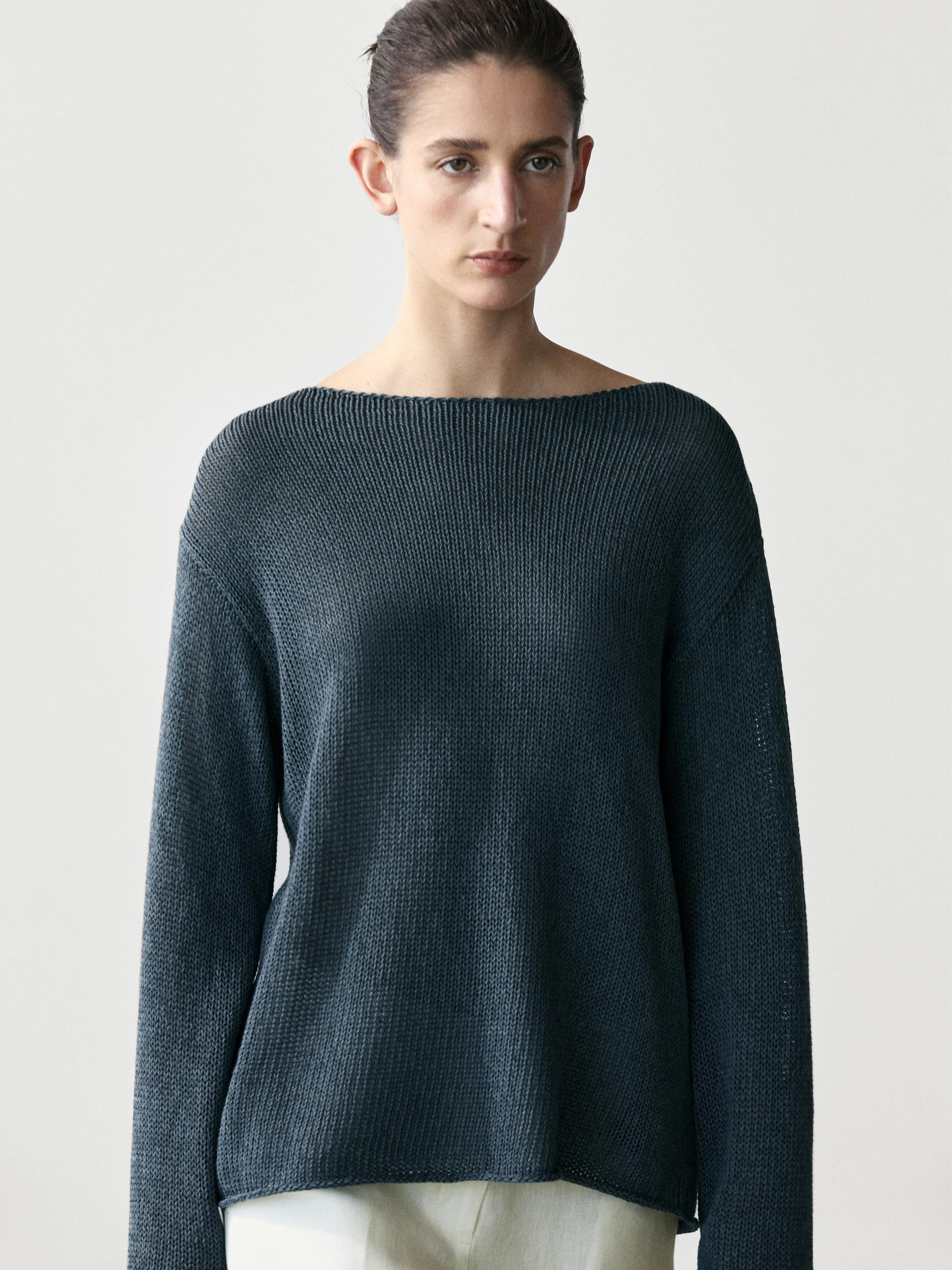 Cotton blend cutwork sweater | Massimo Dutti UK