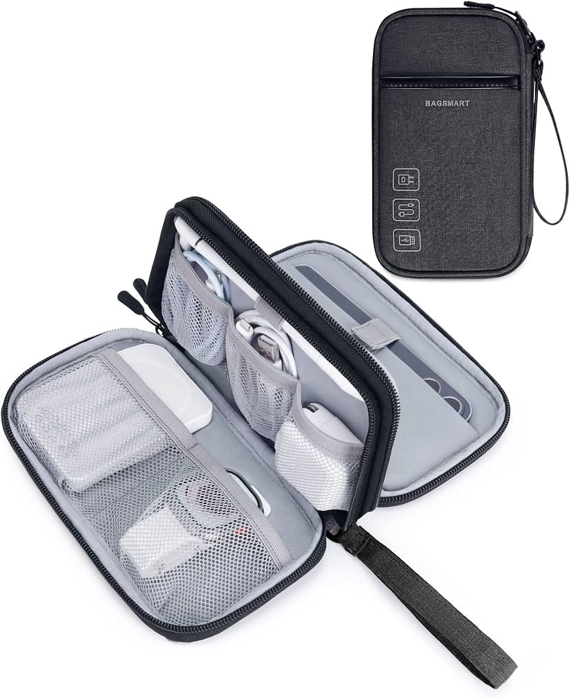 BAGSMART Electronics Travel Organizer for Cords Chargers Phones, Black | Amazon (US)