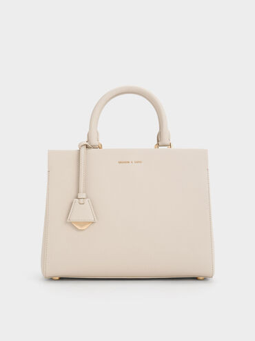 Mirabelle Structured Top Handle bag
 - Ivory | Charles & Keith US