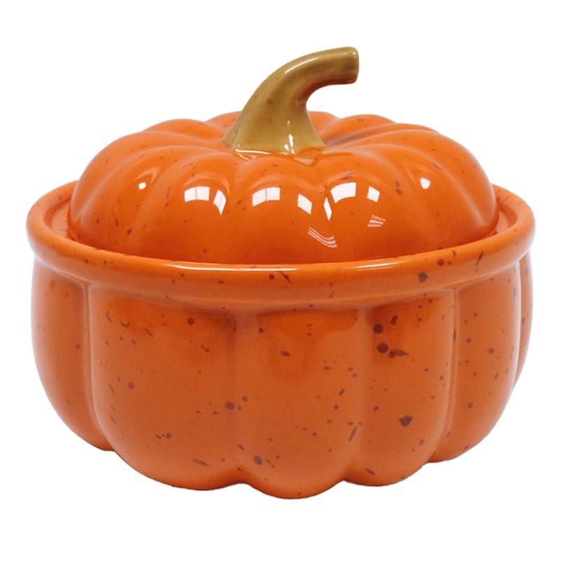 Pumpkin Shaped Ceramic Soup Bowl with Lid | At Home