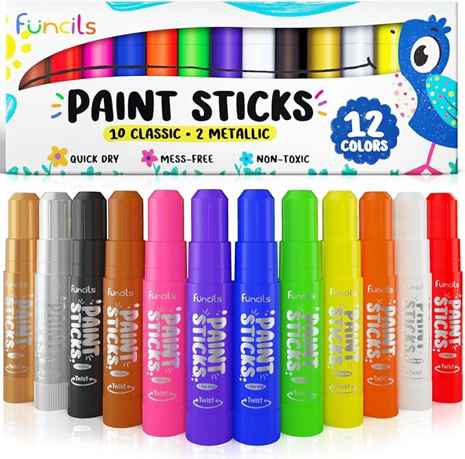 12 Tempera Paint Sticks for Kids & Toddlers - Quick Dry, Non-Toxic Washable Paint for Kids | Art ... | Amazon (US)